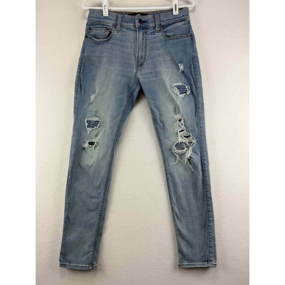 Hollister Skinny Jeans Womens 31x30 Light Wash Distressed Extreme Stretch Denim‎